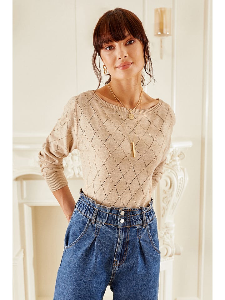 Milan Kiss Sweter w kolorze beżowym rozmiar: L