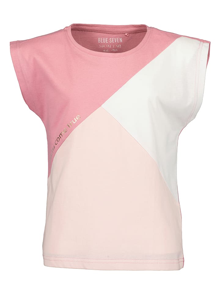 Blue Seven Koszulka w kolorze jasnoróżowo-brzoskwiniowo-białym rozmiar: 176