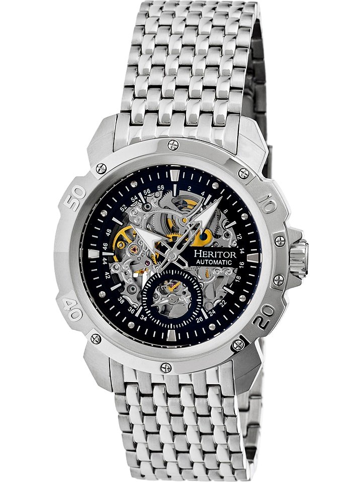Heritor Zegarek automatyczny "Conrad" w kolorze srebrno-czarnym rozmiar: onesize