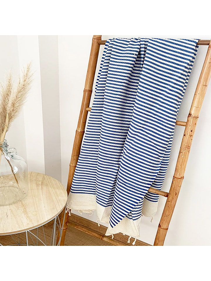 Le Comptoir de la Plage Fouta "Yadara" w kolorze niebiesko-beżowym - 200 x 100 cm rozmiar: onesize