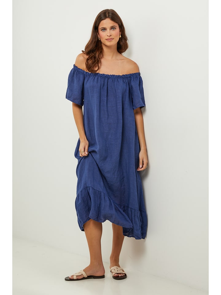 Lin Passion Lniana sukienka w kolorze granatowym rozmiar: 40/42