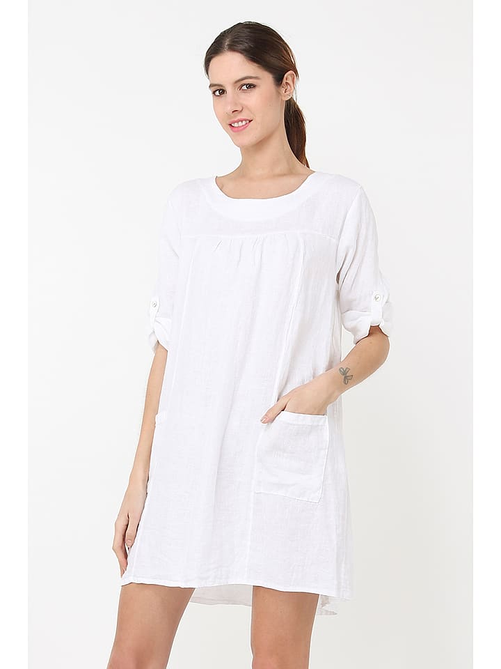Le Jardin du Lin Lniana sukienka w kolorze białym rozmiar: 36