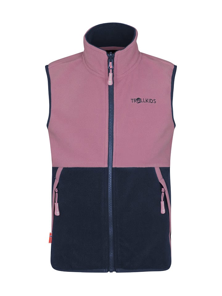 Trollkids Kamizelka polarowa "Kjerag" w kolorze jasnoróżowo-granatowym rozmiar: 104