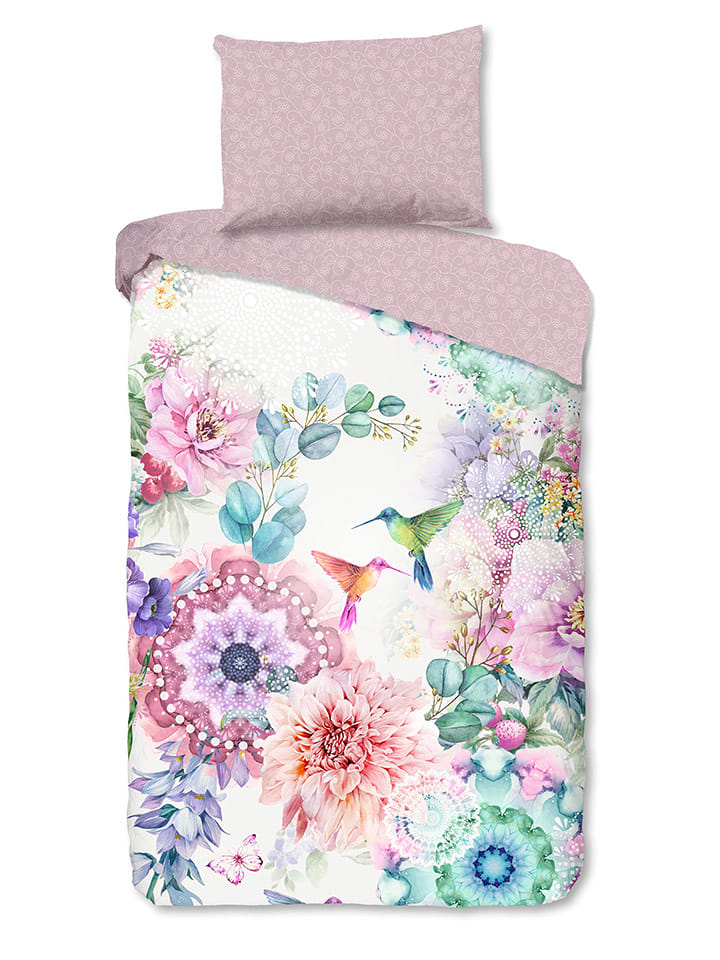 Hip Komplet pościeli satynowej "Isaye" w kolorze jasnoróżowym ze wzorem rozmiar: 200x220 cm