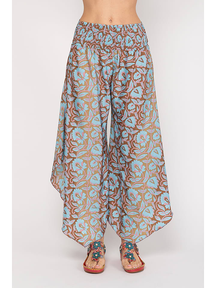 Peace & Love Spodnie w kolorze błękitno-brązowym rozmiar: XL