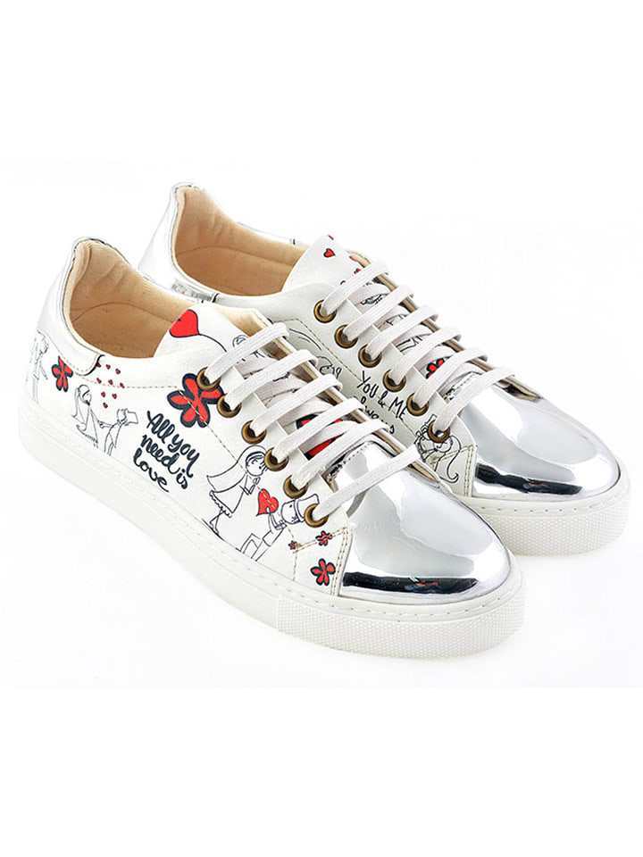 Goby Skórzane sneakersy w kolorze srebrno-białym rozmiar: 40