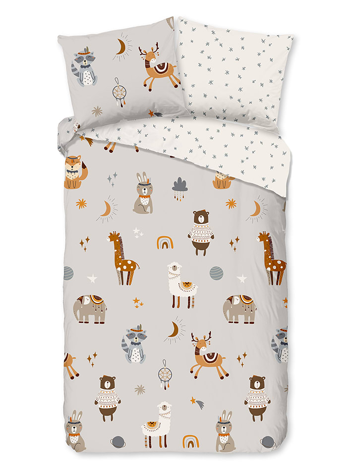 Good Morning Komplet pościeli "Woody" w kolorze jasnoszaro-białym rozmiar: 140x200/220 cm