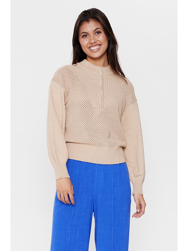 NÜMPH Sweter "Nueppi" w kolorze beżowym rozmiar: XXL