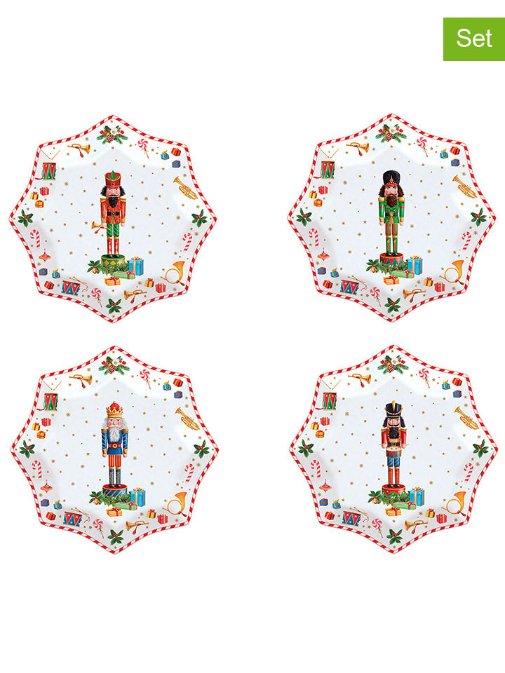 Easy Life Talerze (4 szt.) w kolorze białym ze wzorem na pieczywo - Ø 16 cm rozmiar: onesize