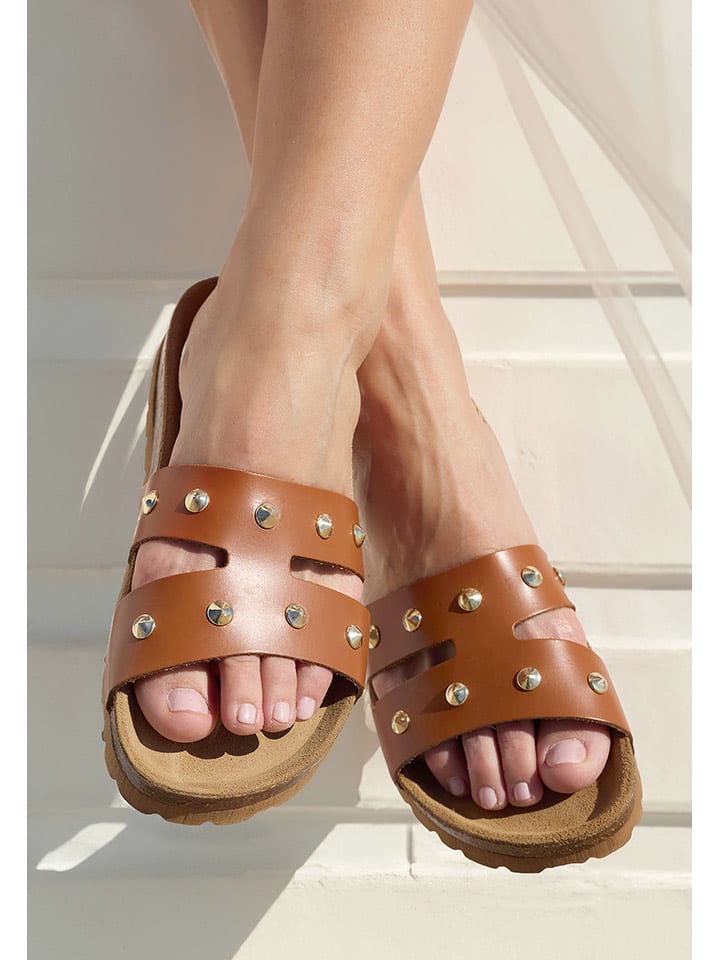 BABUNKERS Family Skórzane klapki w kolorze brązowym rozmiar: 39