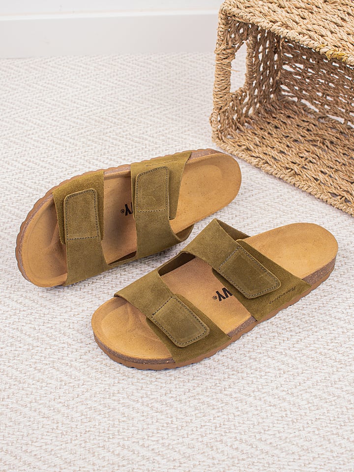 billowy Skórzane klapki w kolorze khaki rozmiar: 43