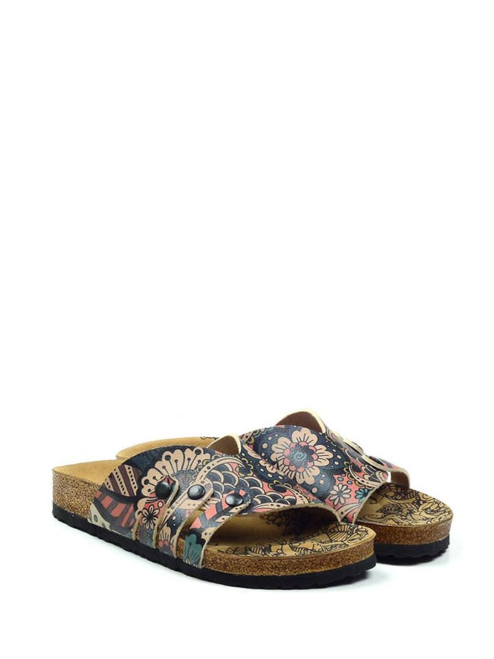 Calceo Klapki w kolorze czarnym ze wzorem rozmiar: 35