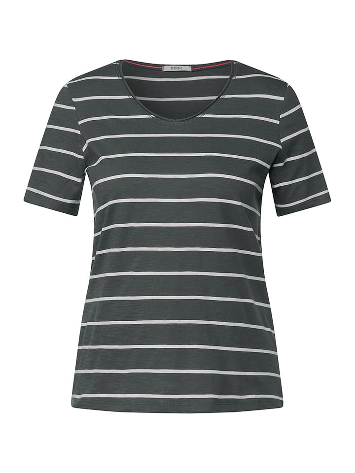 Cecil Koszulka w kolorze oliwkowo-białym rozmiar: XS