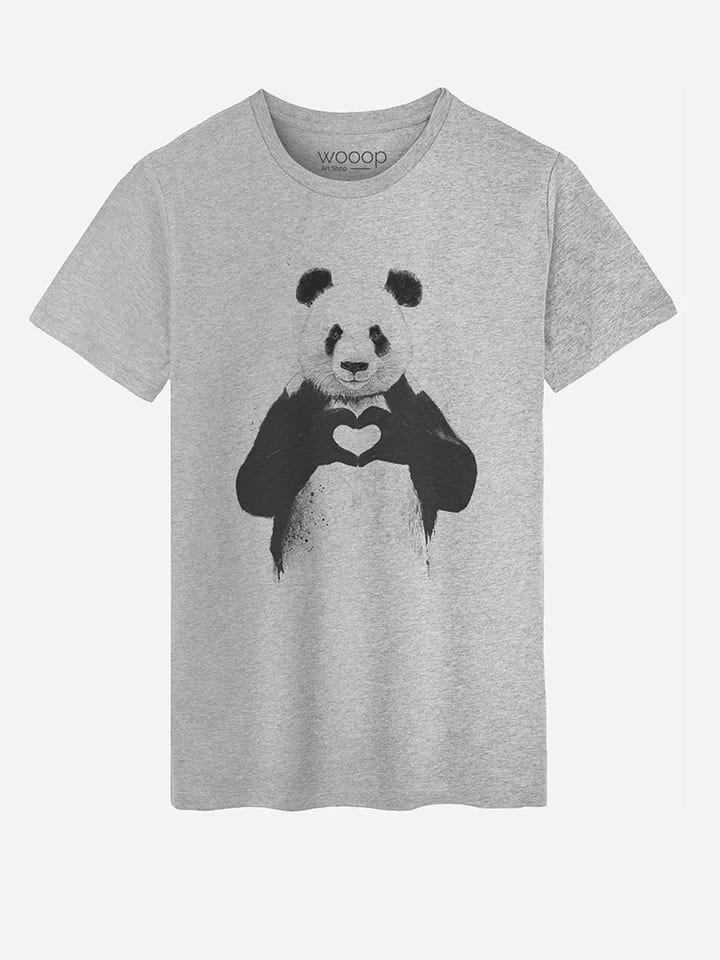 WOOOP Koszulka "Love Panda" w kolorze szarym rozmiar: S