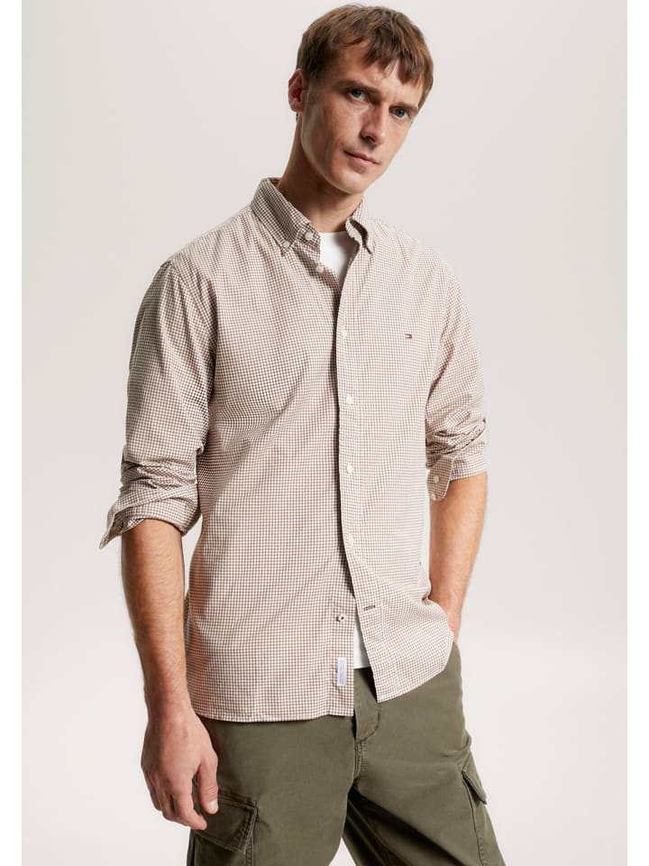 Tommy Hilfiger Koszula w kolorze beżowo-białym rozmiar: S