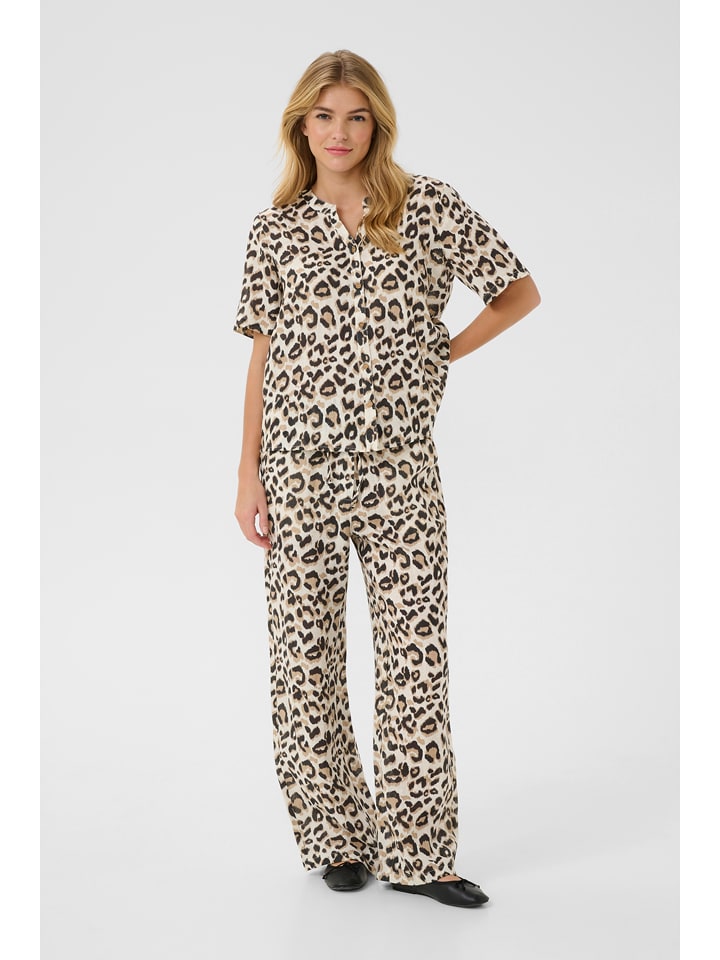 Kaffe Lniana bluzka w kolorze beżowym rozmiar: S/M