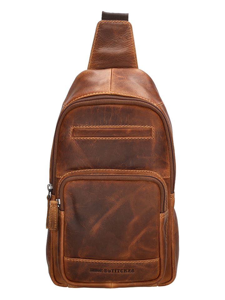 HIDE & STITCHES Skórzana saszetka w kolorze jasnobrązowym - 16 x 29 x 5 cm rozmiar: onesize