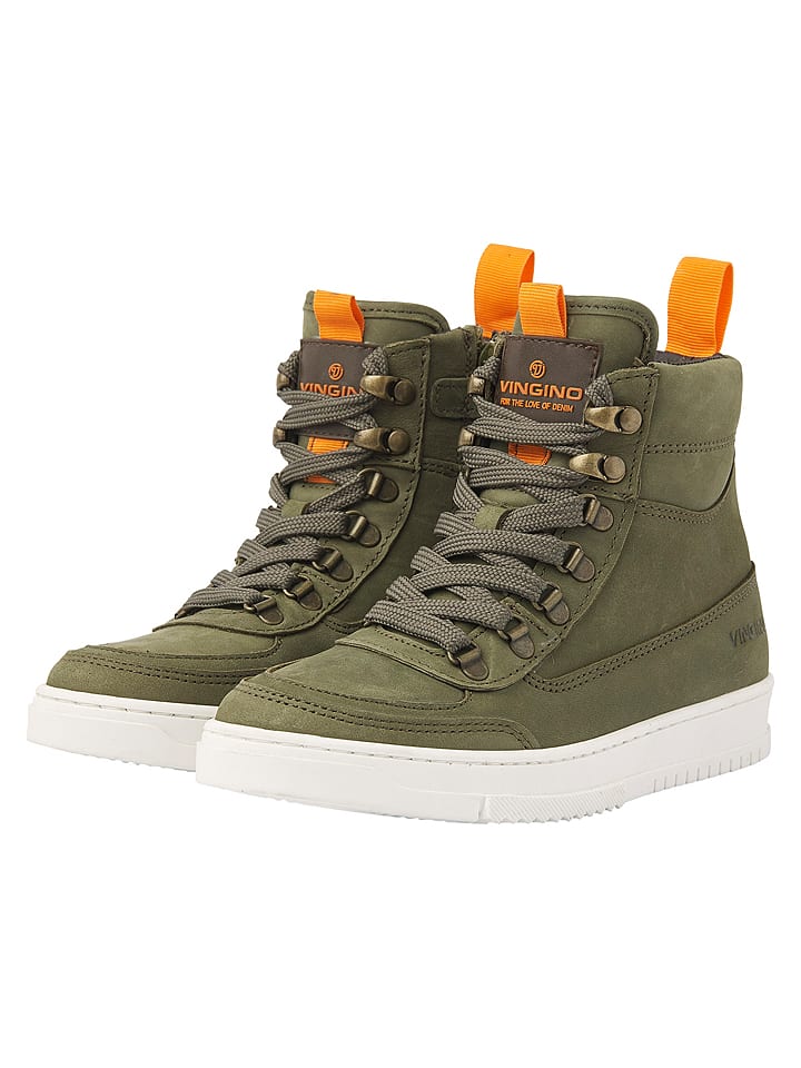 Vingino Skórzane sneakersy "Jordi" w kolorze khaki rozmiar: 33