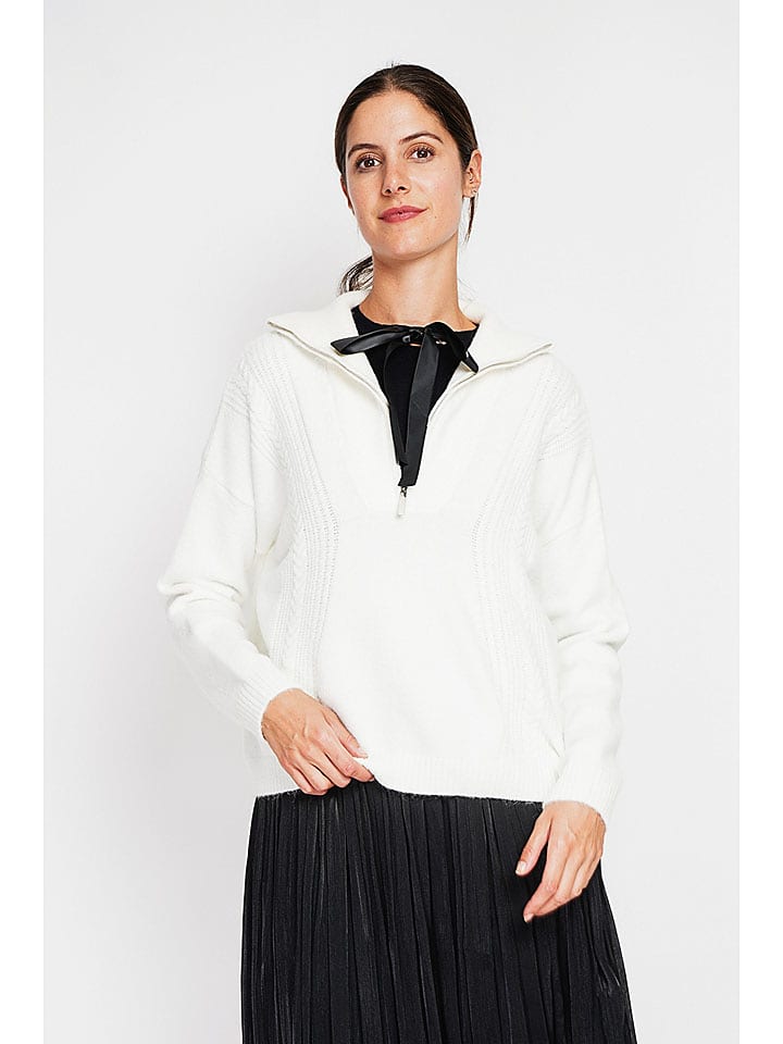 ASSUILI Sweter w kolorze białym rozmiar: 34