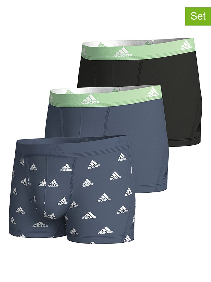 adidas Bokserki (3 pary) w kolorze niebiesko-czarnym rozmiar: M