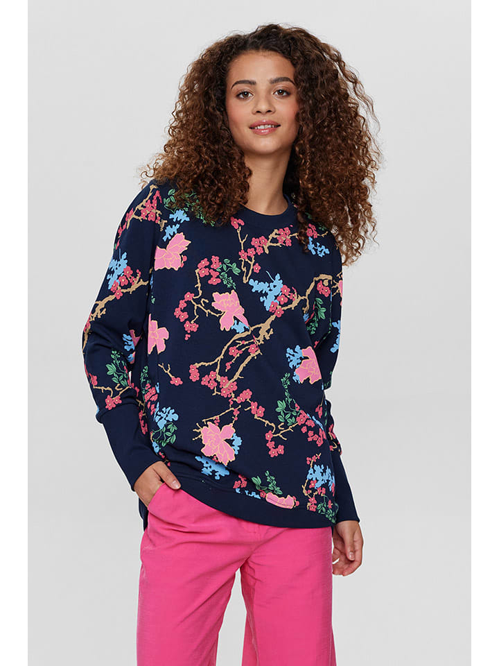 NÜMPH Bluza "Nunikola" w kolorze granatowo-jasnoróżowo-zielonym rozmiar: L