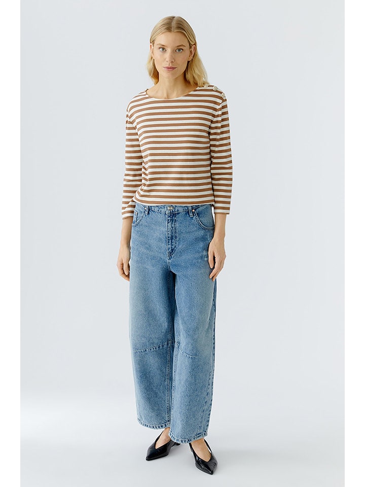 Oui Koszulka w kolorze karmelowo-kremowym rozmiar: 44