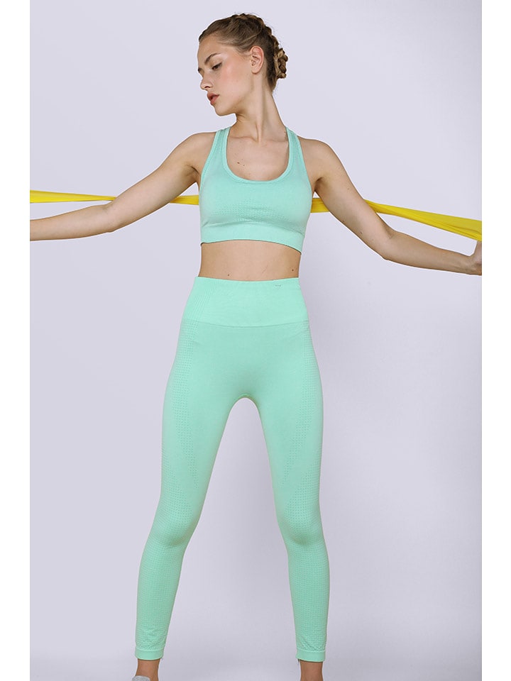 Onamaste Legginsy sportowe w kolorze miętowym rozmiar: L/XL