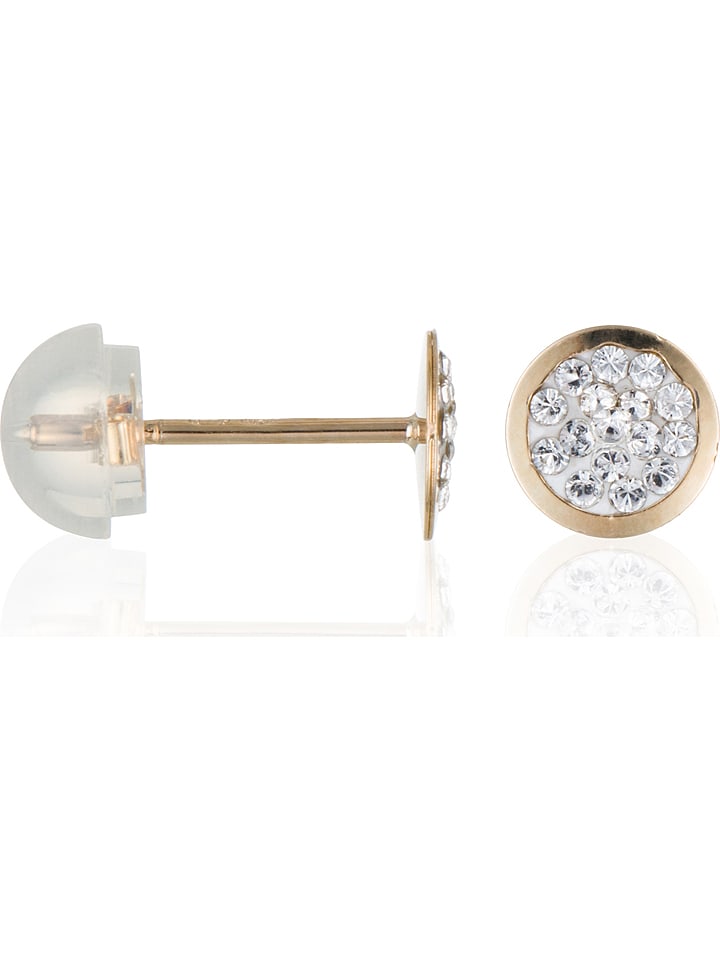 L instant d Or Złote kolczyki-wkrętki z cyrkoniami rozmiar: onesize