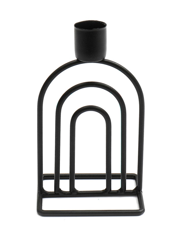 SiL Interiors Świecznik w kolorze czarnym - wys. 14 cm rozmiar: onesize