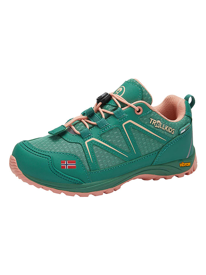 Trollkids Buty trekkingowe "Skarvan Hiker Low" w kolorze zielonym rozmiar: 28