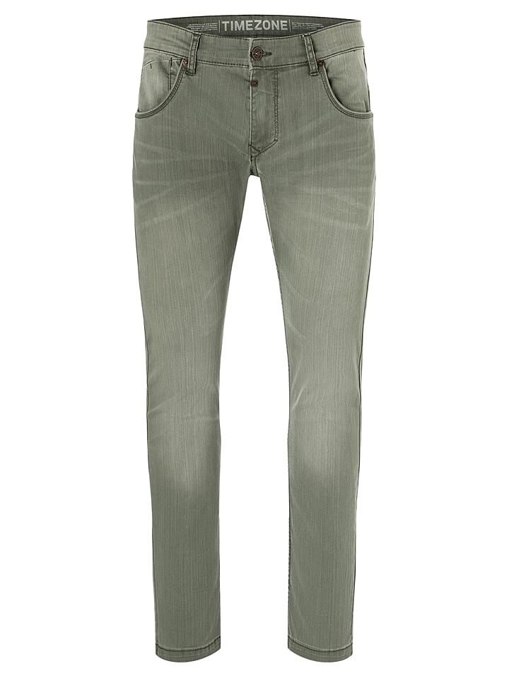 Timezone Dżinsy "Scott" - Slim fit - w kolorze zielonym rozmiar: W33/L34