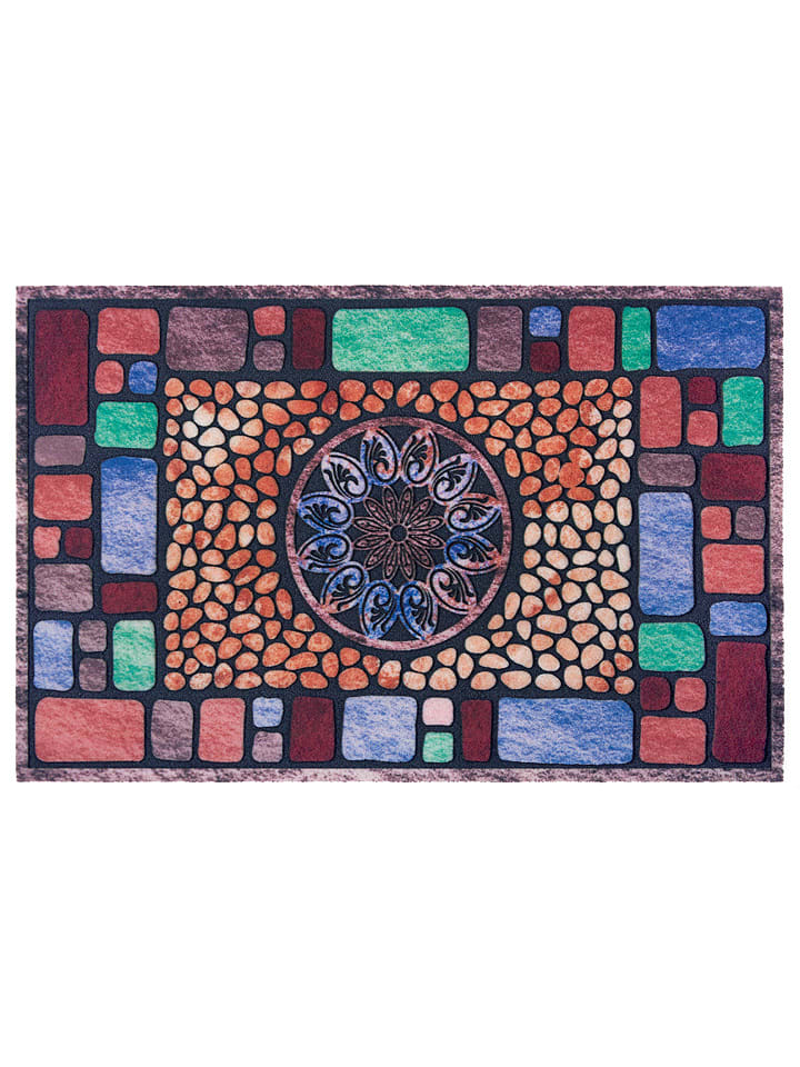 WHITE LABEL Wycieraczka "Mandala Tile" ze wzorem rozmiar: 45x70 cm