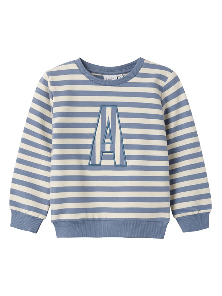 name it Bluza "Finn" w kolorze biało-błękitnym rozmiar: 122/128