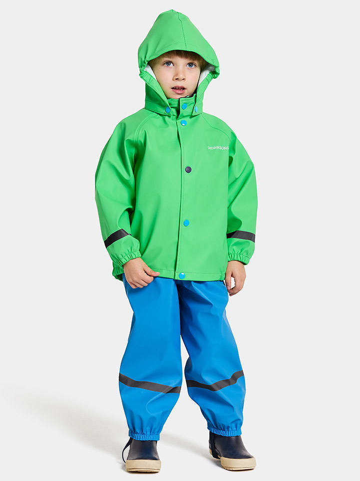 Didriksons 2-częściowy zestaw przeciwdeszczowy "Slaskeman" w kolorze zielono-niebieskim rozmiar: 120