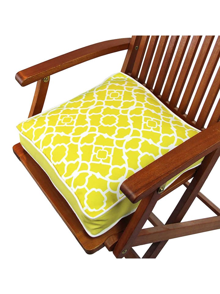 FLORIANE GARDEN Poduszka w kolorze biało-żółtym na krzesło rozmiar: 42x42 cm
