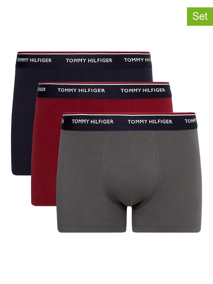 Tommy Hilfiger Bokserki (3 pary) w kolorze czarnym, czerwonym i antracytowym rozmiar: M