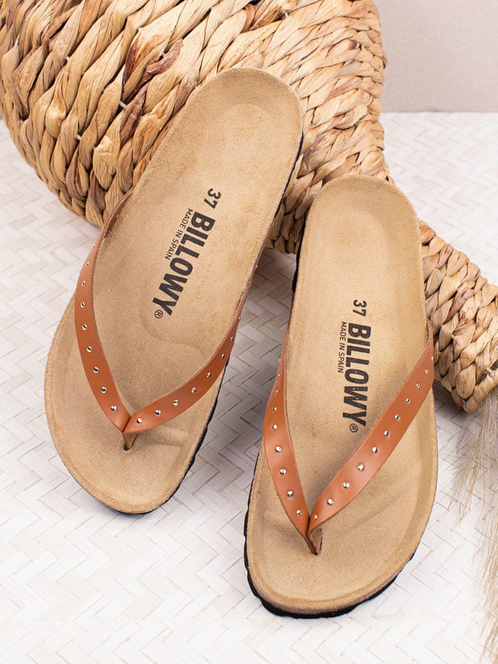 billowy Skórzane japonki w kolorze jasnobrązowym rozmiar: 42