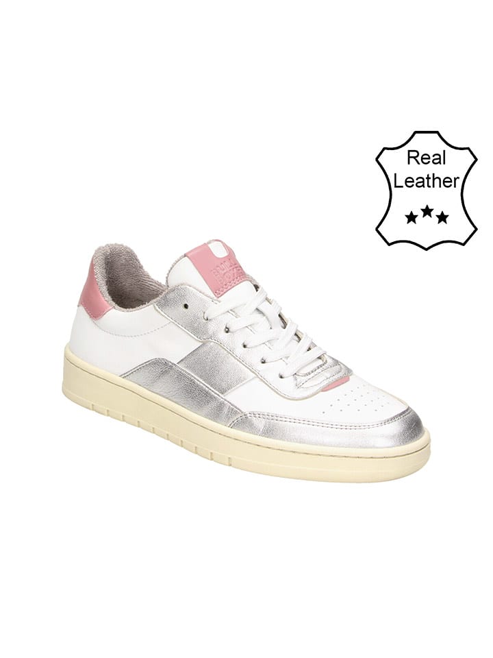 Bullboxer Skórzane sneakersy w kolorze srebrno-białym rozmiar: 41