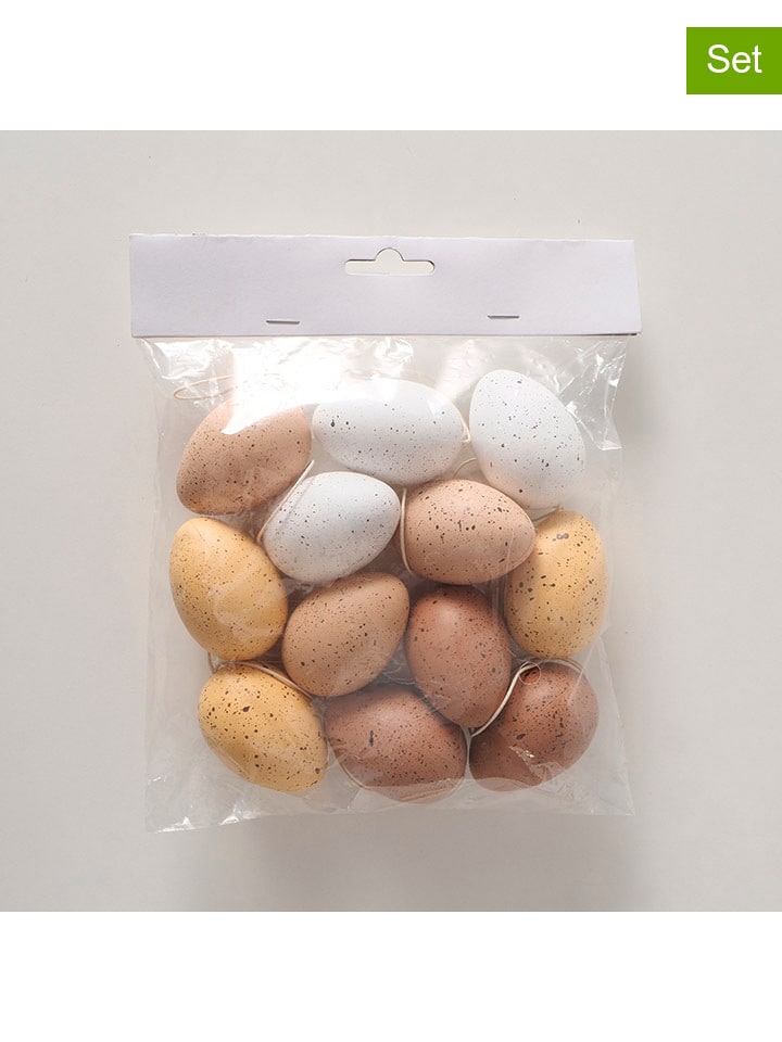 Boltze Zawieszki dekoracyjne (12 szt.) "Eggy" ze wzorem - wys. 6 cm rozmiar: onesize