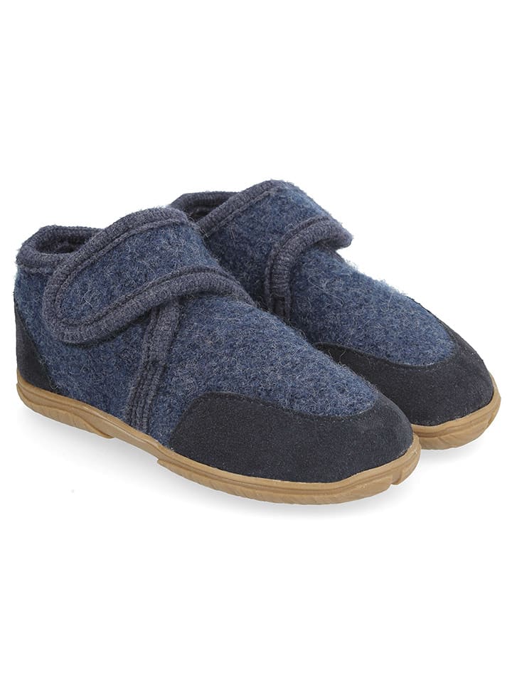 HAFLINGER Wełniane kapcie "Fidelius Fritzi" w kolorze granatowym rozmiar: 32