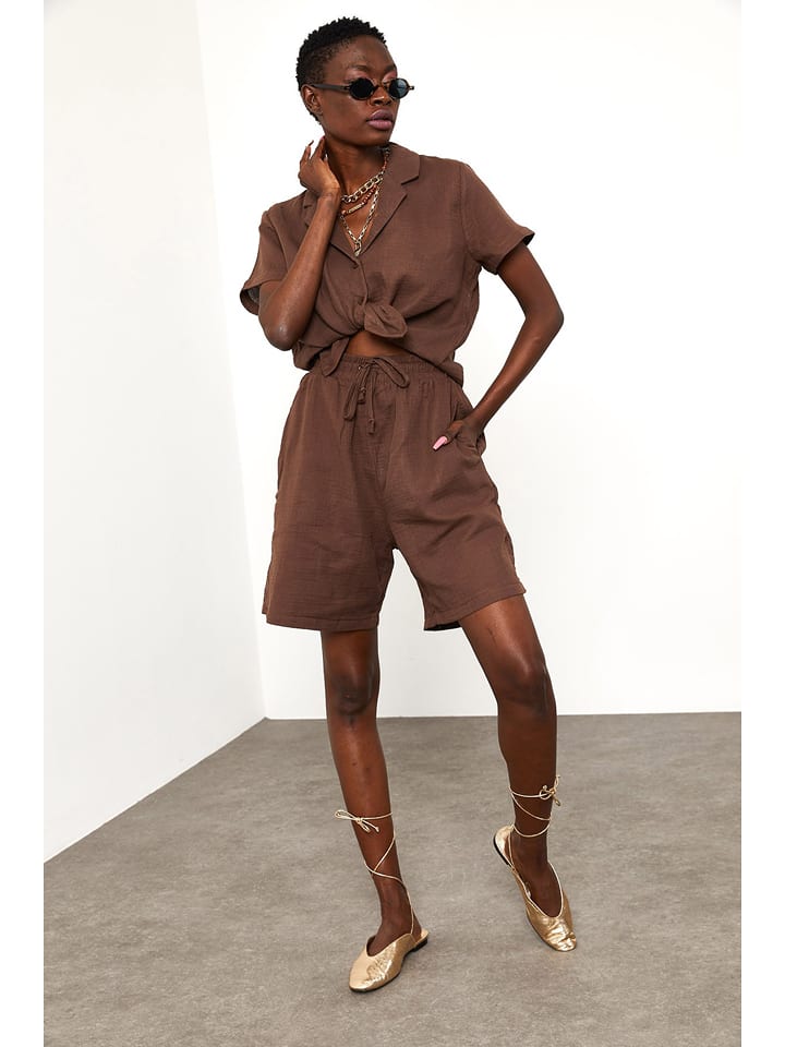 Chezalou 2-częściowy zestaw w kolorze brązowym rozmiar: S