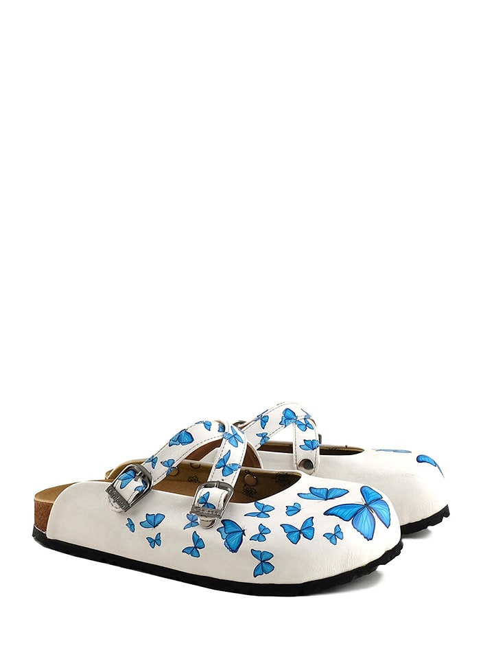 Calceo Chodaki w kolorze biało-niebieskim ze wzorem rozmiar: 34