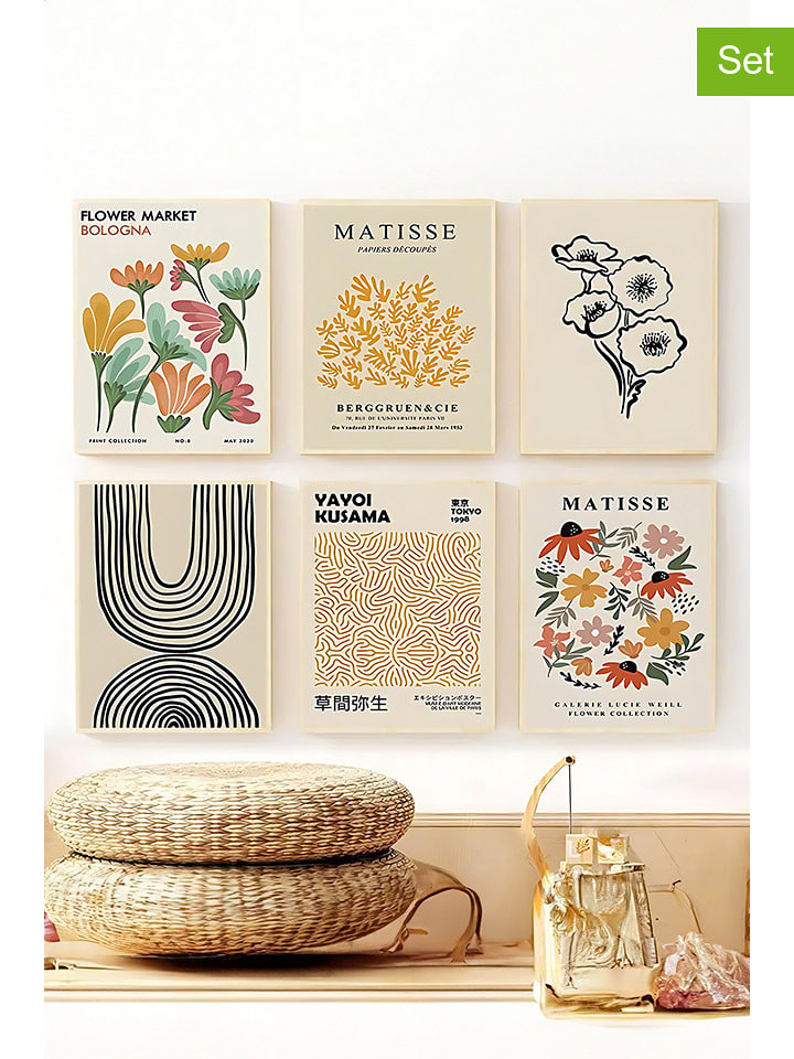 ABERTO DESIGN Druki artystyczne (6 szt.) w ramce - 33 x 48 cm rozmiar: onesize