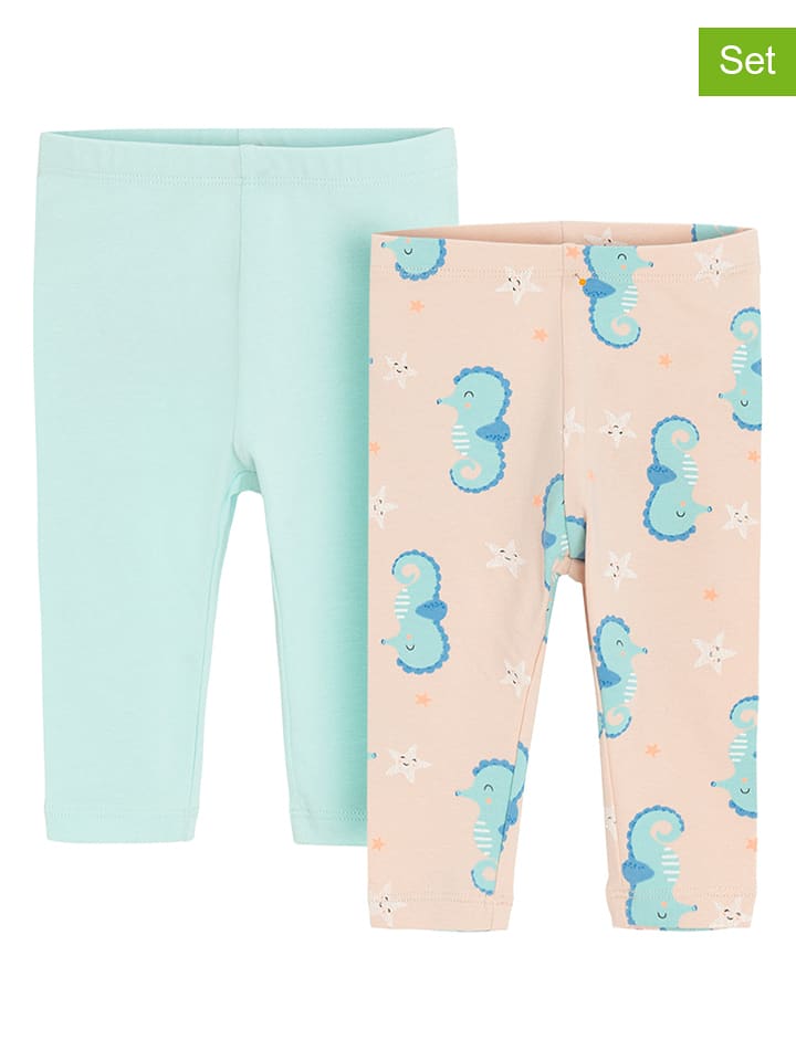 COOL CLUB Legginsy (2 pary) w kolorze błękitno-jasnoróżowym rozmiar: 86