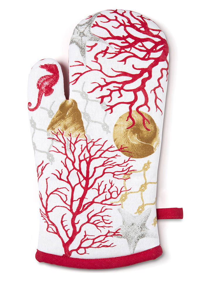 Trendy Kitchen by EXCÉLSA Rękawica kuchenna "Coral" w kolorze czerwono-białym - 32 x 18 cm rozmiar: onesize