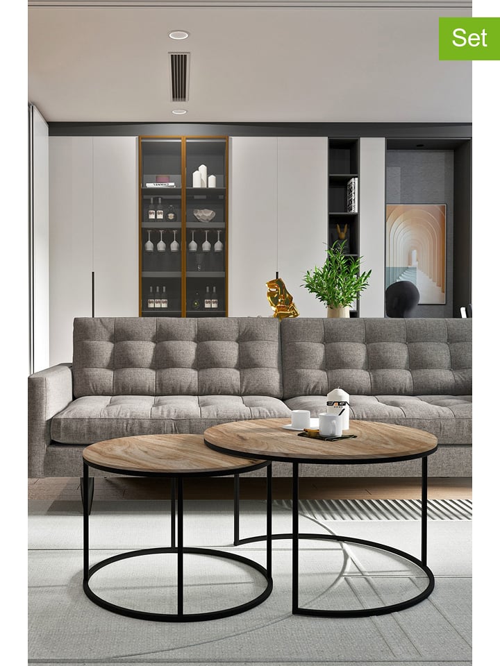 Scandinavia Concept Stoliki (2 szt.) "Kyoto" w kolorze czarno-jasnobrązowym rozmiar: onesize