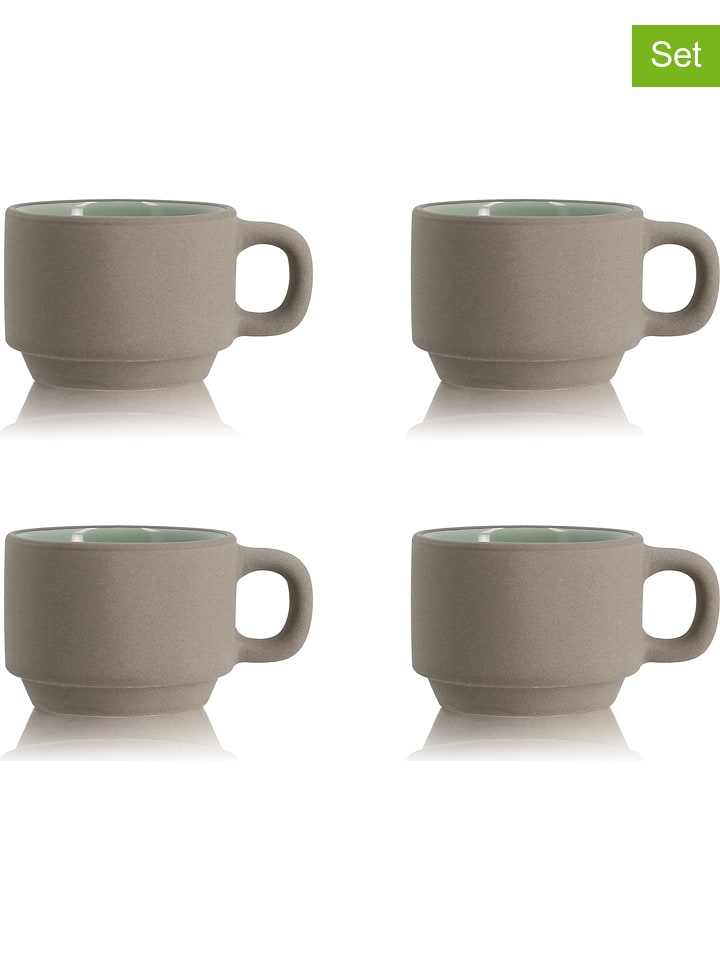 Ogo Living Filiżanki (4 szt.) "Outo" w kolorze szarobrązowym - 100 ml rozmiar: onesize