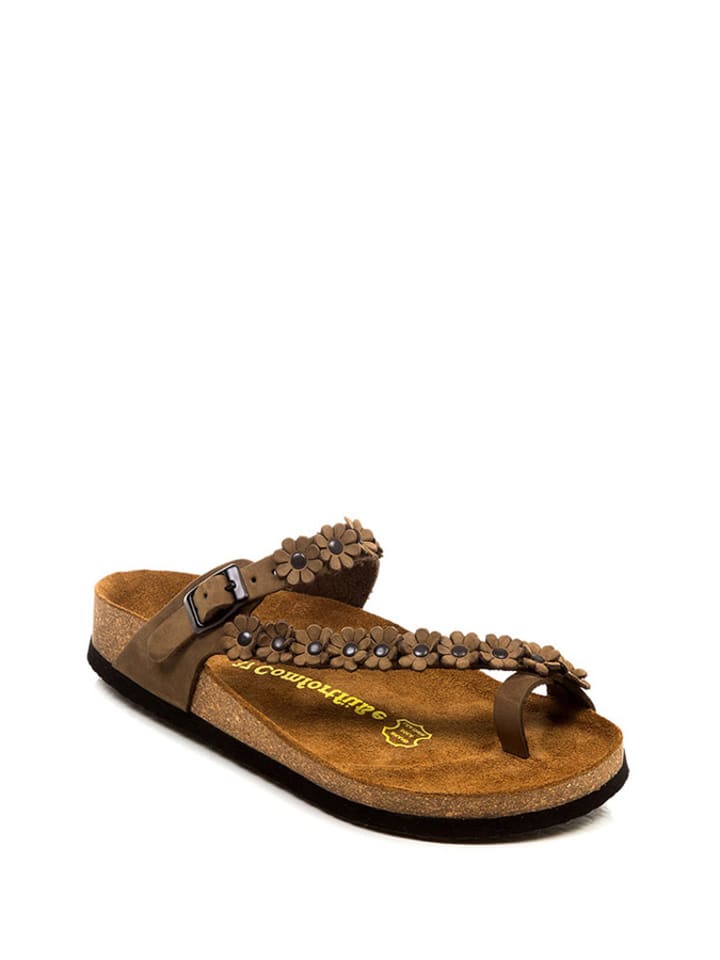 Comfortfusse Skórzane japonki w kolorze jasnobrązowym rozmiar: 38