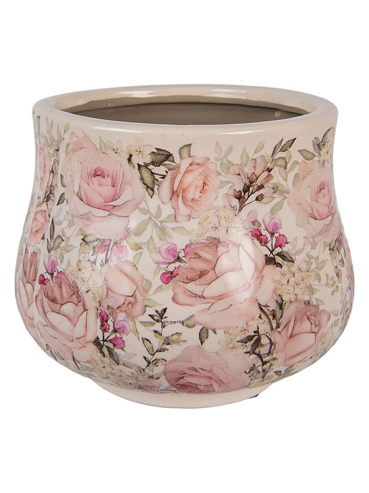 Clayre & Eef Doniczka w kolorze kremowo-jasnoróżowym - wys. 17 x Ø 21 cm rozmiar: onesize