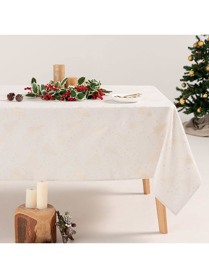 GAMUSI Obrus "Christree" w kolorze biało-złotym rozmiar: 140x200 cm